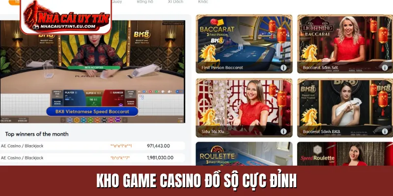 Kho game casino đồ sộ cực đỉnh